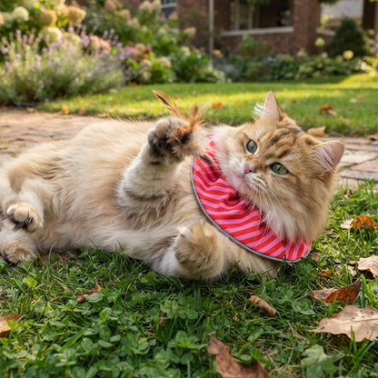 Candy Cane Birdsbesafe ® Collar Cover - Long-Haired Cat Style