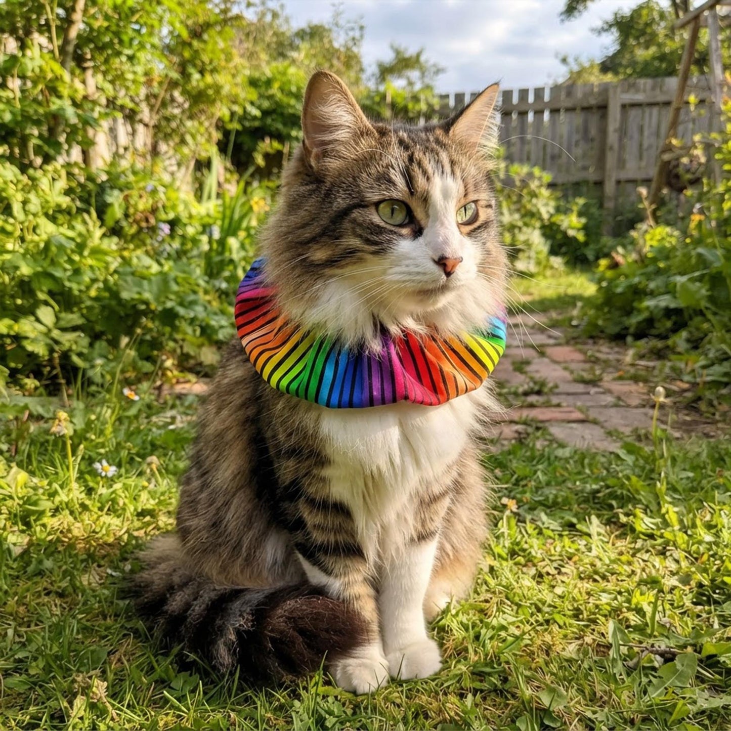 Cosmic Stripes Birdsbesafe ® Collar Cover - Long-Haired Cat Style