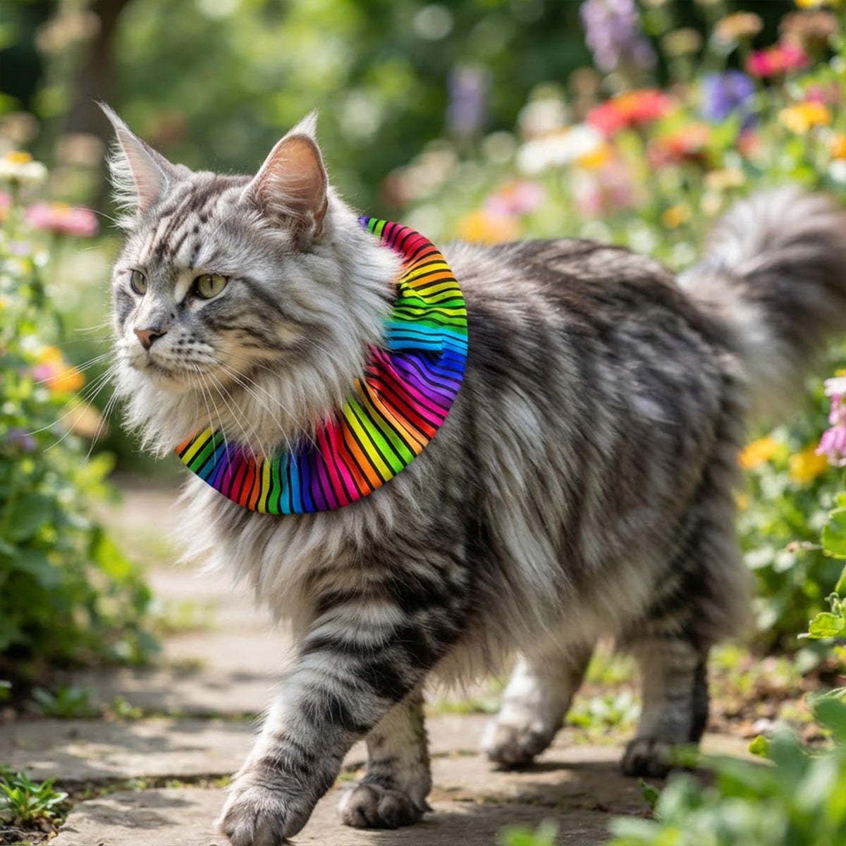 Cosmic Stripes Birdsbesafe ® Collar Cover - Long-Haired Cat Style