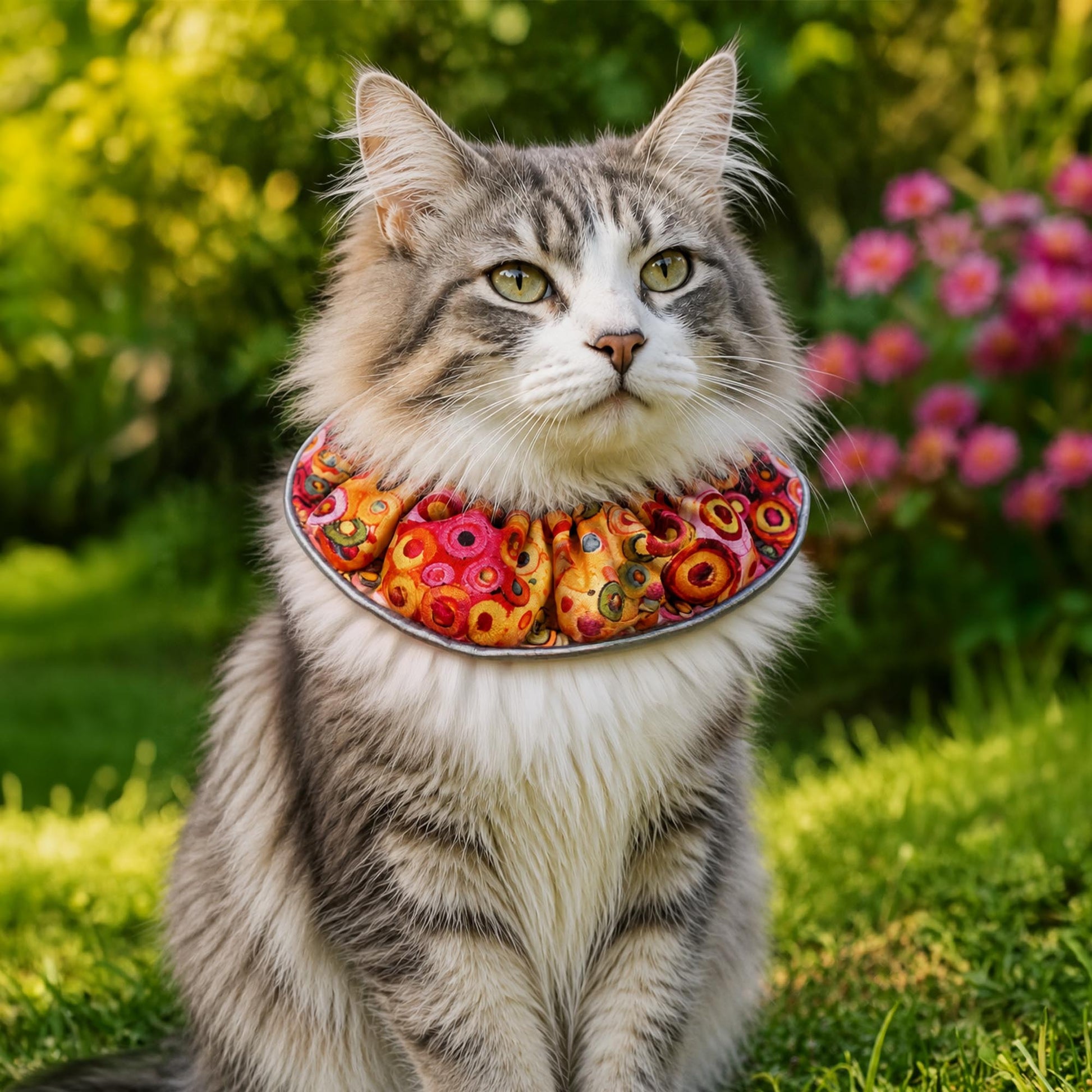 Paint Loops Birdsbesafe ® Collar Cover - Long-Haired Cat Style