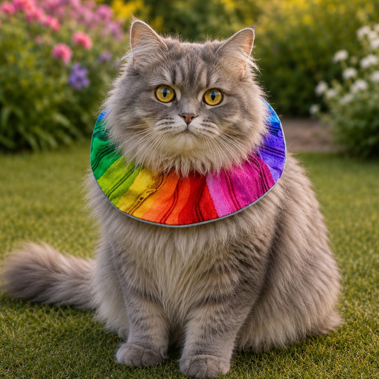 Rainbow Billy Birdsbesafe ® Collar Cover - Long-Haired Cat Style