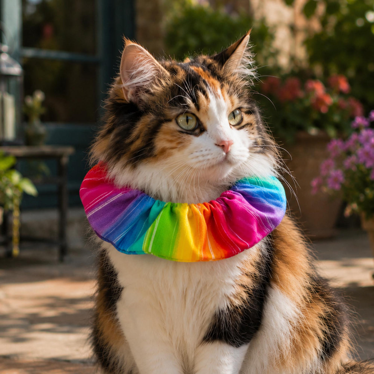 Rainbow Charlie Birdsbesafe ® Collar Cover - Long-Haired Cat Style